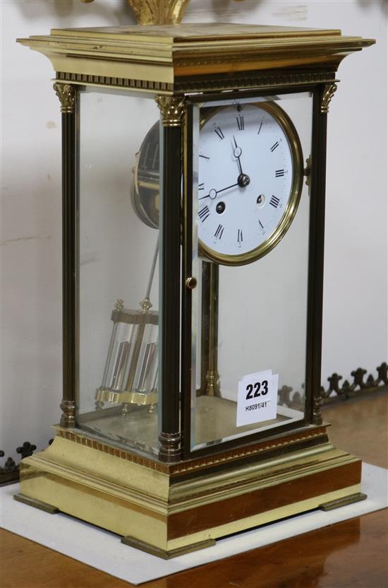 A French four glass mantel clock height 33cm